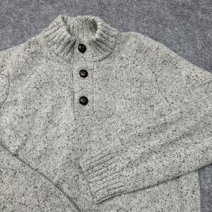 UNTUCKit Sweater Mens Large Grey 3 Button Lambswool Blend Cabincore Gorp Comfort